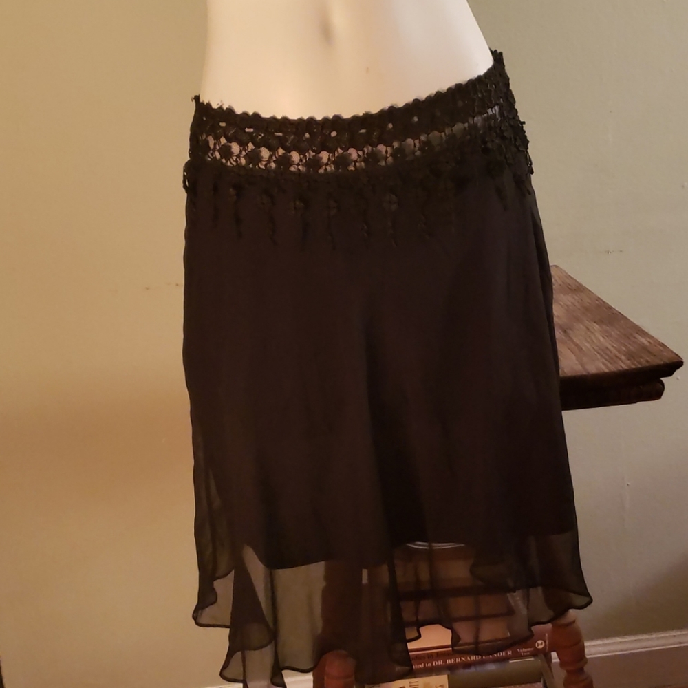 Beautiful vintage black, silk Betsey Johnson skirt